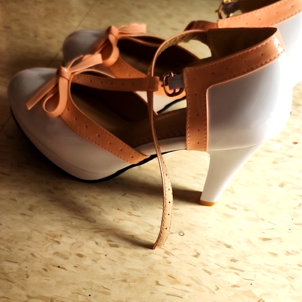 Elegant White and pink Women's Heels